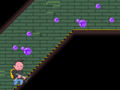 Purple spots on the wall indicate a purple slime creature is nearby.
