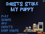 The menu as it appears once the player has attempted to play the game note that the puppy is missing