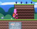 Mimelet breaks through pink blocks in level 2.