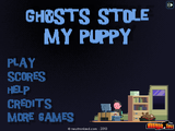 The menu as it appears if the player has not started playing Ghosts Stole my Puppy